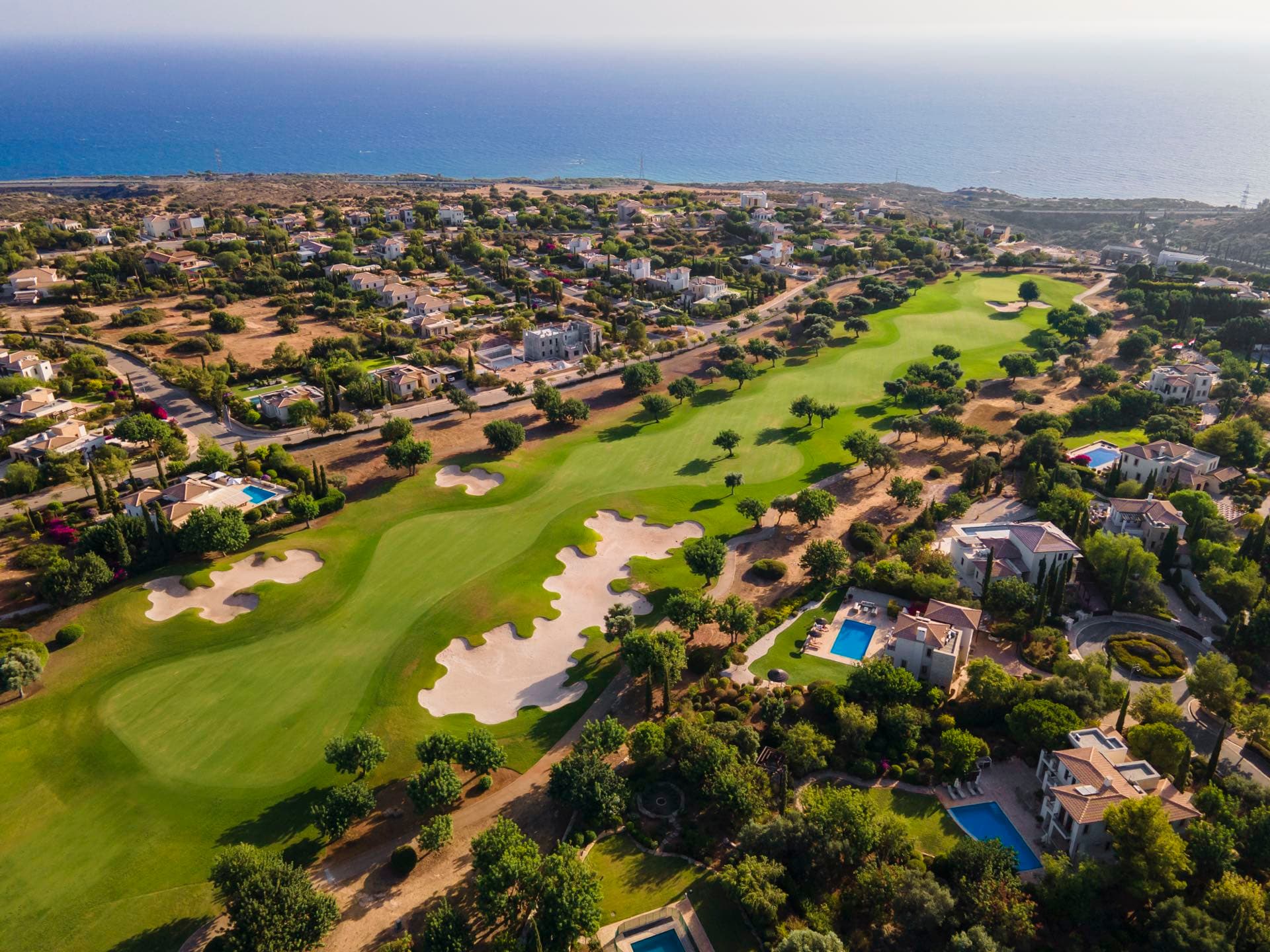 Aerial of the Aphrodite Hills course during the 2020 European Tour in Cyprus, the drone angle Backlight Media supplied to Sky Sports