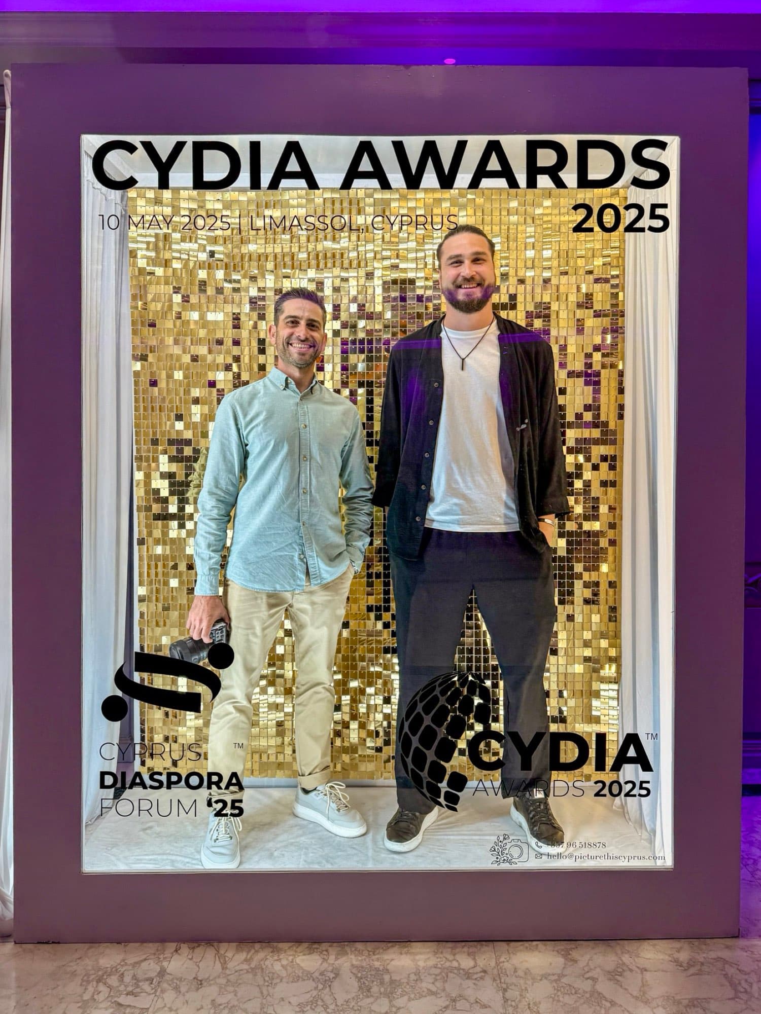The Cydia Awards backdrop at the Cyprus Diaspora Forum in Limassol, Cyprus, covered by Backlight Media